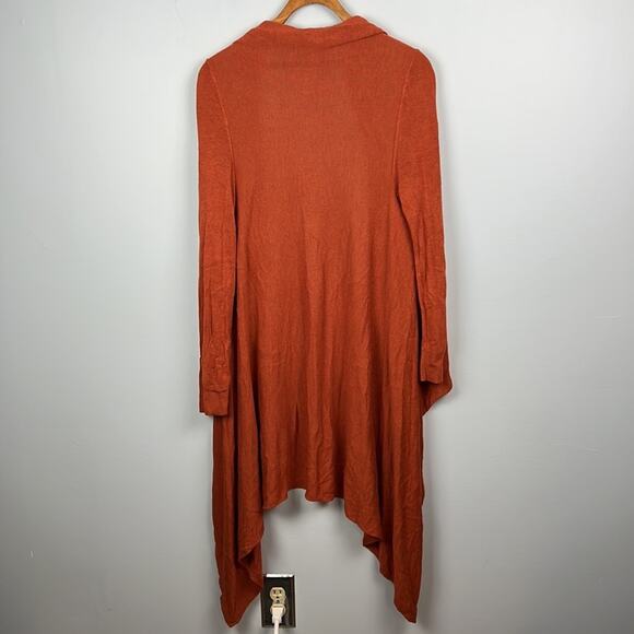 Chico’s size 0 (small) orange open front long line draping cardigan - Picture 5 of 7